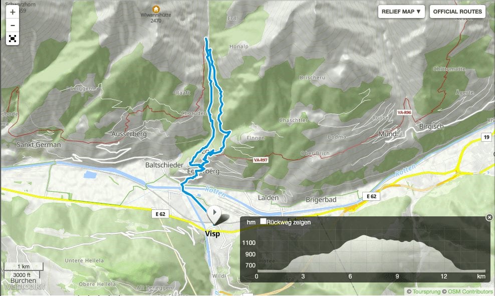 Hiking Wallis: Baltschiedertal Map